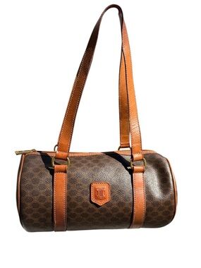 Vintage Celine Macadam Barrel Shoulder Bag